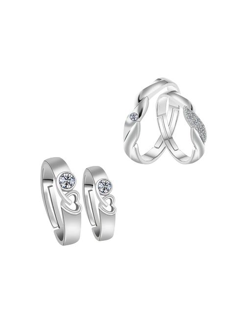 silver crystal combo ring - 17478126 - Very Small Image - 1