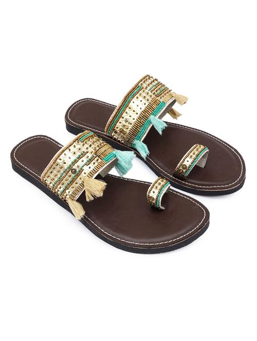 gold synthetic open thong kolhapuris - 17478186 - Very Small Image - 1