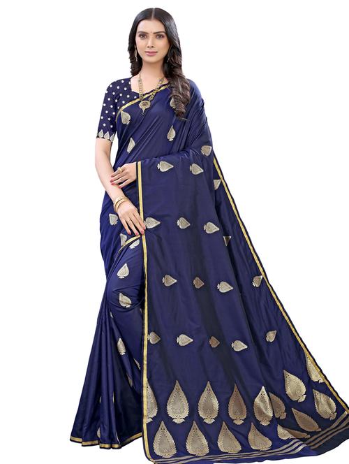 embroidered banarasi saree with blouse - 17478520 - Very Small Image - 1