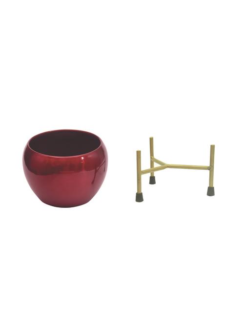the green bowls' table planter pots with stands in iron (11.2 cm, set of 1) - 17478839 - Very Small Image - 1