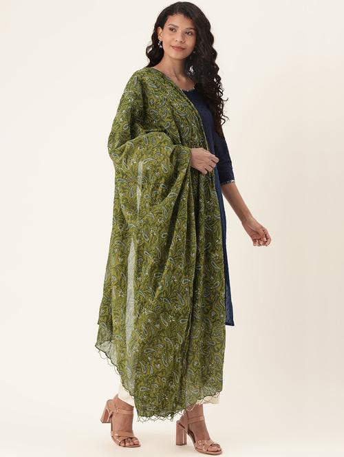 olive printed dupatta - 17479169 - Very Small Image - 1