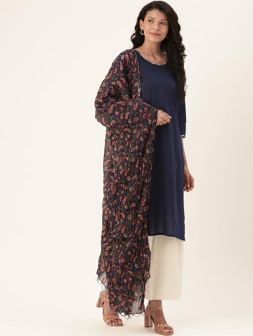 navy cotton dupatta - 17479172 - Very Small Image - 1