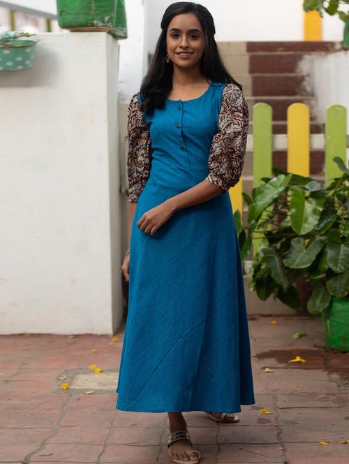 printed sleeves a-line dress  - 17480661 - Very Small Image - 1