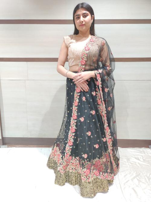 beautiful black embroidered lehenga  - 17482412 - Very Small Image - 1