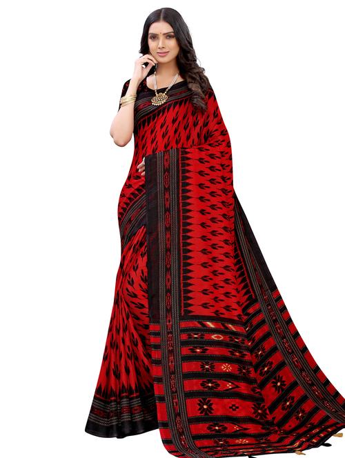 ikat printed saree with blouse - 17482838 - Very Small Image - 1