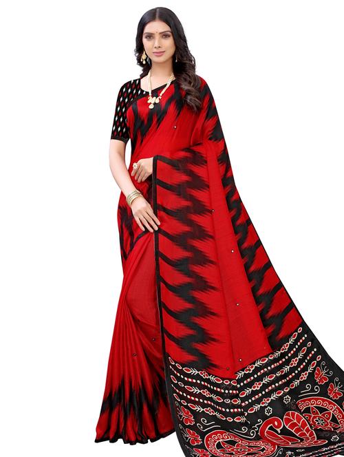 ikat printed saree with blouse - 17482844 - Very Small Image - 1