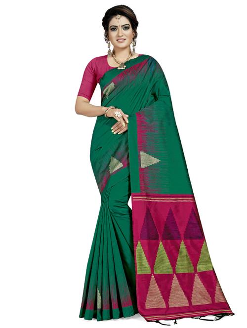 geometrical handloom saree with blouse - 17482891 - Very Small Image - 1