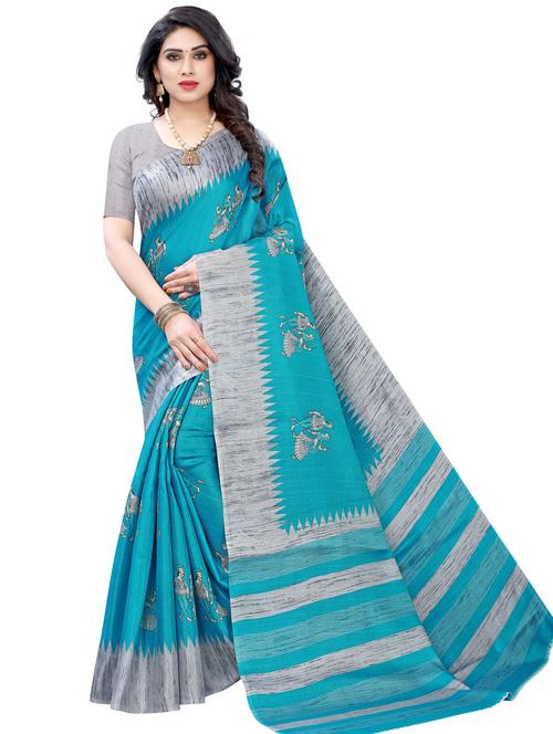 madhubani printed saree with blouse - 17482958 - Very Small Image - 1