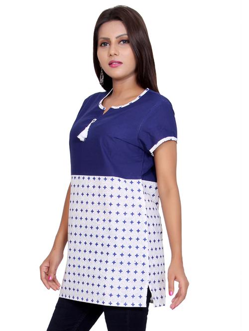 color block cotton straight kurta - 17483070 - Very Small Image - 1