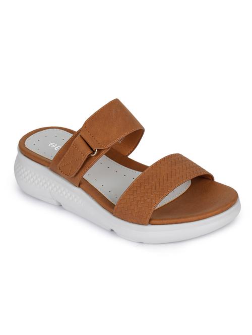 tan pu slip on sandals - 17483781 - Very Small Image - 1