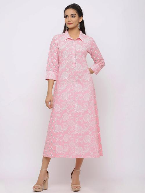 floral cotton a-line kurta - 17484589 - Very Small Image - 1