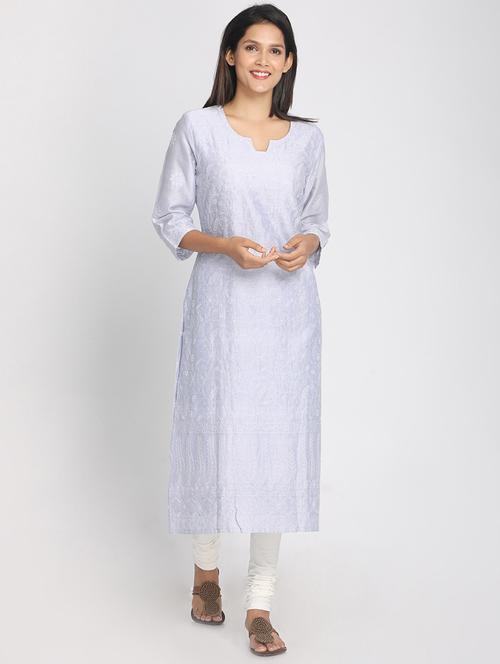 tonal embroidered chikankari straight kurta - 17484634 - Very Small Image - 1