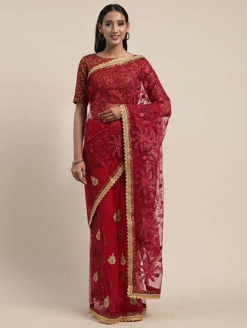 tonal embroidered saree with blouse - 17485415 - Very Small Image - 1