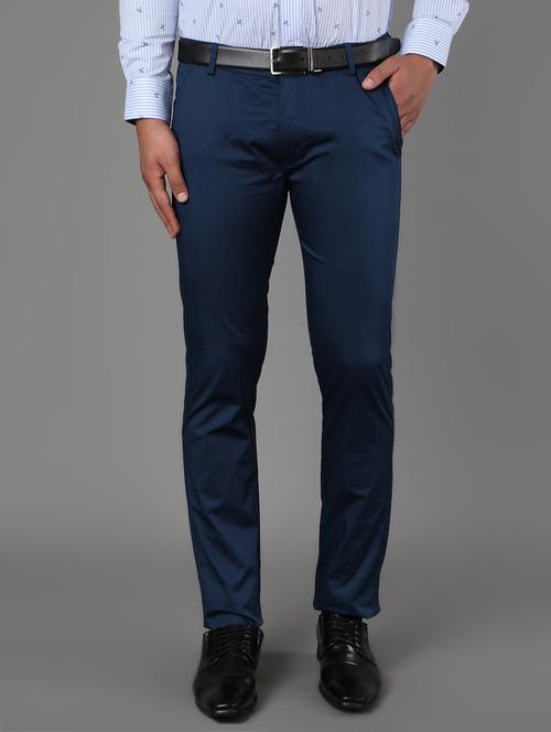 blue solid chinos  - 17488101 - Very Small Image - 1