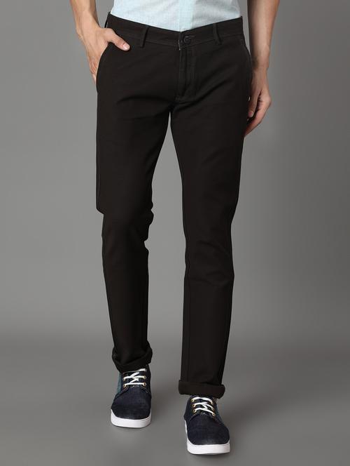 navy blue solid chinos - 17488104 - Very Small Image - 1