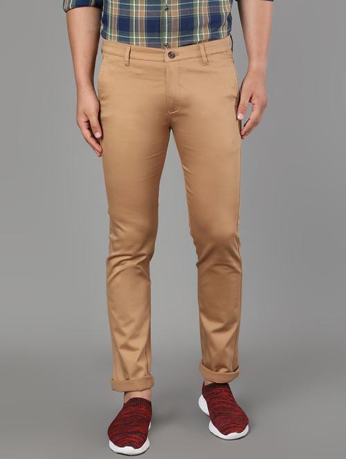 brown solid chinos - 17488111 - Very Small Image - 1