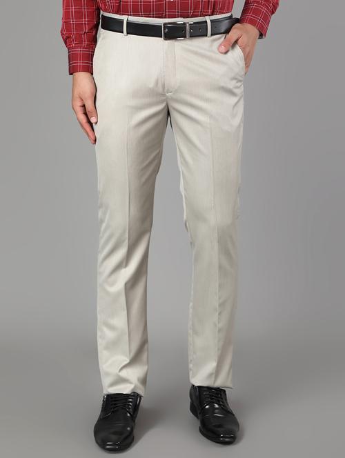 grey textured flat front formal trouser - 17488118 - Very Small Image - 1