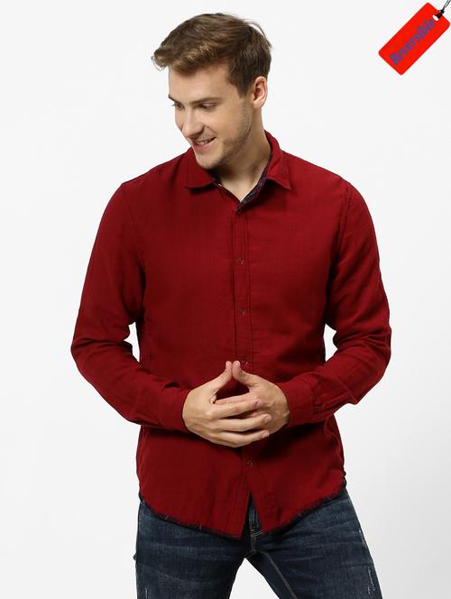 red solid reversible casual shirt - 17488740 - Very Small Image - 1