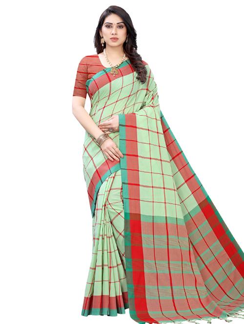 checkered woven saree with blouse - 17493271 - Very Small Image - 1