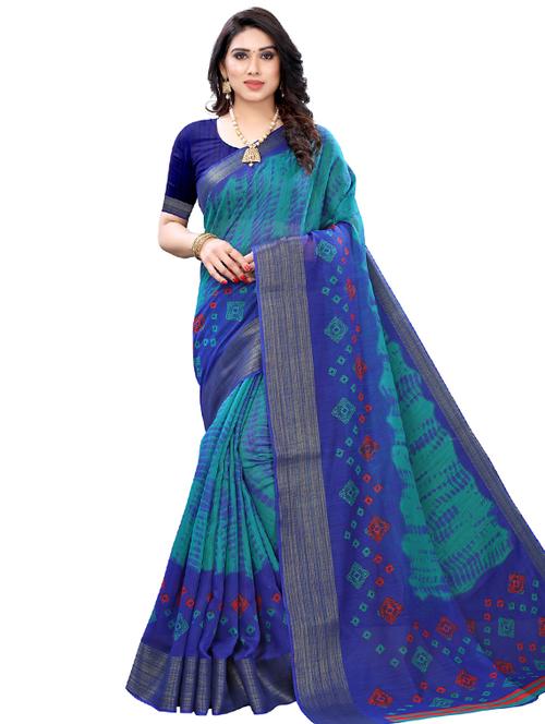 bandhani printed saree with blouse - 17493287 - Very Small Image - 1