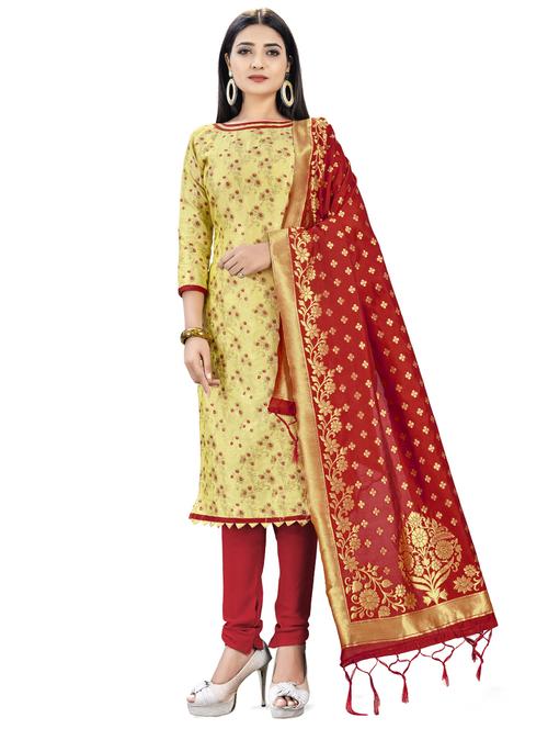 cream silk blend unstitched suit - 17498519 - Very Small Image - 1