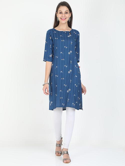 printed straight kurta - 17499328 - Very Small Image - 1