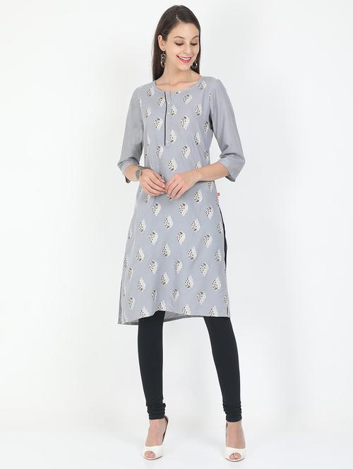 printed straight kurta - 17499333 - Very Small Image - 1