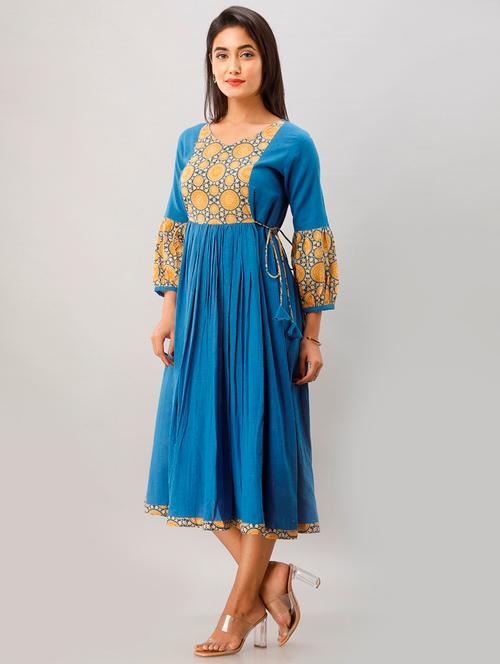 turquoise flared ethnic dress - 17499437 - Very Small Image - 1