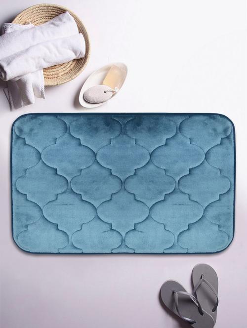 bianca memory foam floor rug with anti-slip latex backing -1pc small (luxor-mf) moroccan trellis-blue - 17499510 - Very Small Image - 1