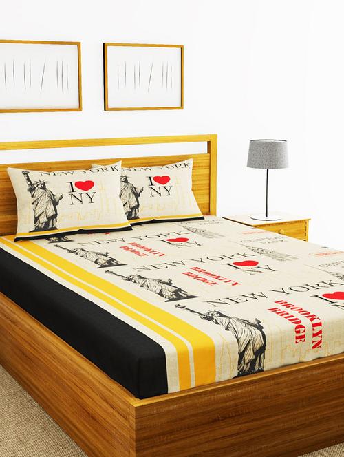 bianca 144tc 100% cotton double bedsheet with 2 pillow cover - mercerized finish -3pc set - 17499752 - Very Small Image - 1