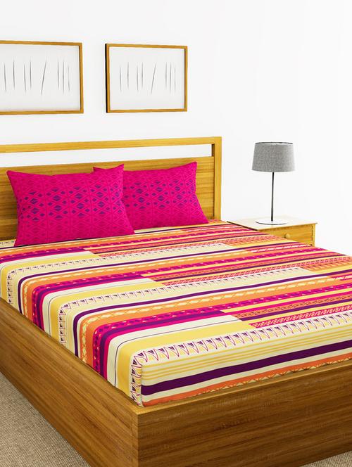 bianca 144tc 100% cotton double bedsheet with 2 pillow cover - mercerized finish -3pc set - 17499814 - Very Small Image - 1