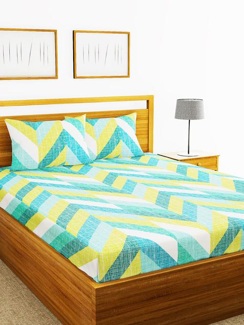 lorena 110tc 100% cotton double bedsheet with 2 pillow cover -soft-finish fabric -3pc set - 17499854 - Very Small Image - 1