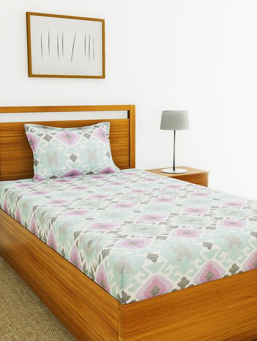 lorena 110tc 100% cotton single bedsheet with 1 pillow cover - soft-finish fabric -2pc set - 17499865 - Very Small Image - 1