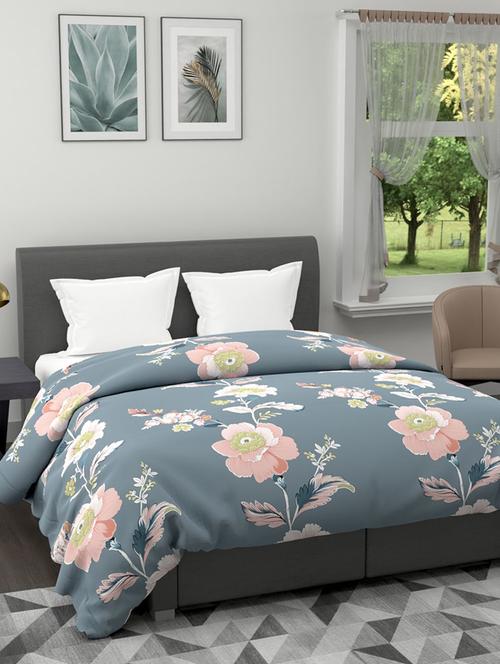 austin all-weather ac double comforter [150gsm micro-silk filling & soft-touch fabric] -1pc set- (rumba) rumba-grey/ pink - 17500078 - Very Small Image - 1