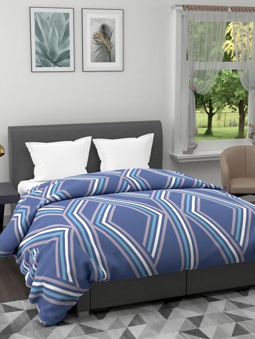 austin all-weather ac double comforter [150gsm micro-silk filling & soft-touch fabric] -1pc set- (rumba) rumba-blue/ white - 17500079 - Very Small Image - 1