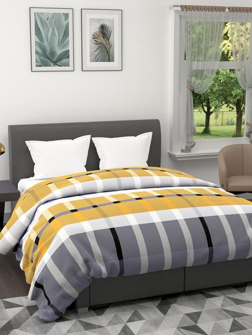 austin all-weather ac double comforter [150gsm micro-silk filling & soft-touch fabric] -1pc set- (rumba) rumba-grey/ gold - 17500085 - Very Small Image - 1