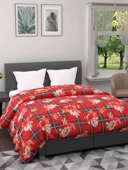 austin all-weather ac double comforter [150gsm micro-silk filling & soft-touch fabric] -1pc set- (rumba) floral-red/pink - 17500099 - Very Small Image - 1
