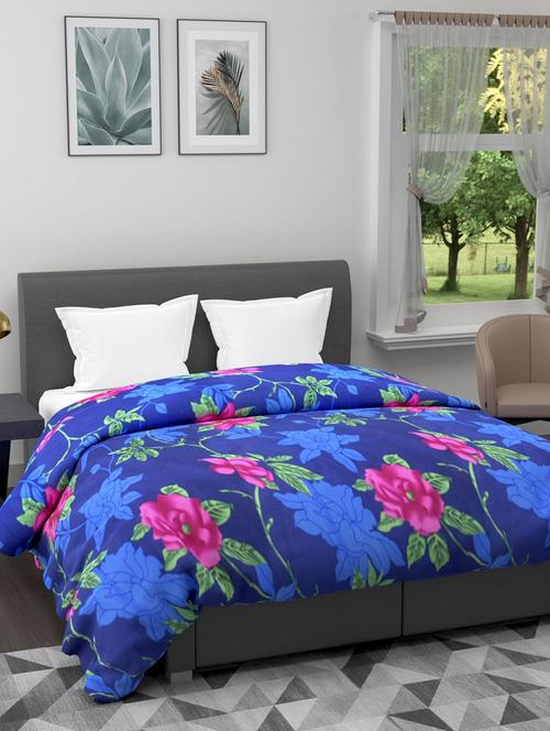 austin all-weather ac double comforter [150gsm micro-silk filling & soft-touch fabric] -1pc set- (rumba) floral-blue/pink - 17500100 - Very Small Image - 1