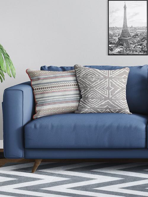 bianca tweed handloom luxury cushion cover with rich-texture [zipper closing on back] -2pc set- abstract-multi - 17500250 - Very Small Image - 1