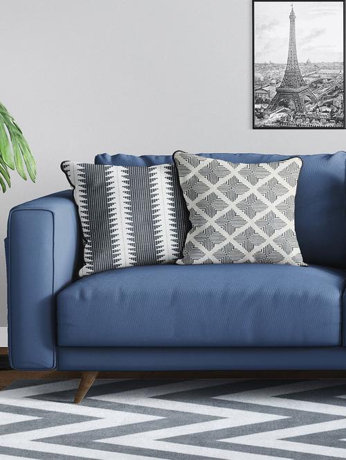 bianca tweed handloom luxury cushion cover with rich-texture [zipper closing on back] -2pc set- abstract-multi - 17500252 - Very Small Image - 1