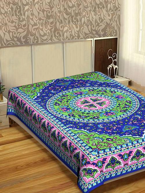indhome life classic 100% cotton 144 tc jaipuri print single  bedsheet(60 x 90 inches) - 17500630 - Very Small Image - 1