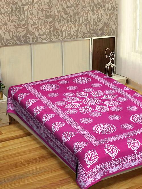 indhome life classic 100% cotton 144 tc jaipuri print single  bedsheet(60 x 90 inches) - 17500632 - Very Small Image - 1