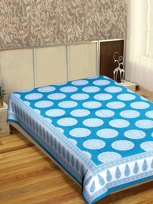 indhome life classic 100% cotton 144 tc jaipuri print single  bedsheet(60 x 90 inches) - 17500640 - Very Small Image - 1