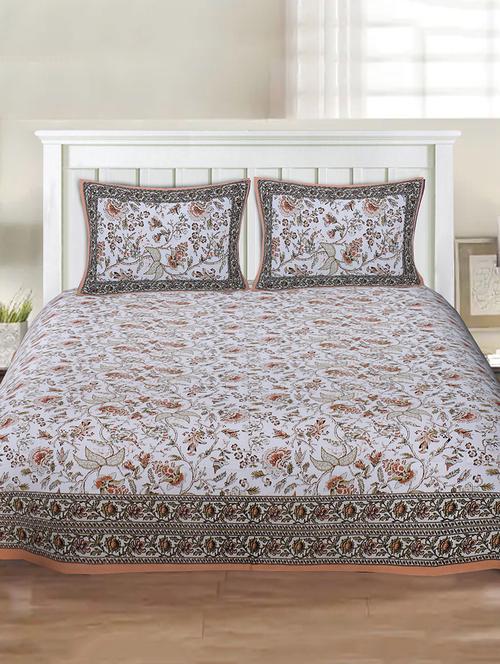 indhome life 100% cotton multicolor 3d printed king size double bedsheet(90 x 108 inches) with two pillow covers(17 x 27 inches) - 17500650 - Very Small Image - 1