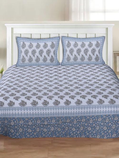 indhome life 100% cotton multicolor 3d printed king size double bedsheet(90 x 108 inches) with two pillow covers(17 x 27 inches) - 17500652 - Very Small Image - 1