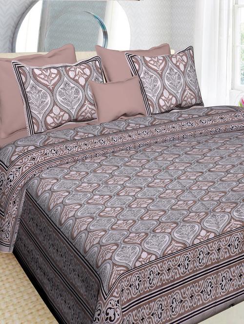 indhome life 100% cotton multicolor jaipuri printed super king size double bedsheet(100 x 108 inches) with two pillow covers - 17500701 - Very Small Image - 1