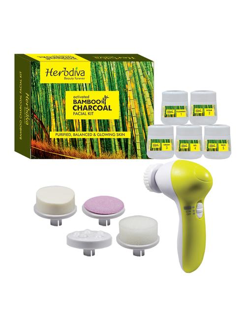 herbdiva activated bamboo charcoal facial kit, 500gm with 5in1 face massager - 17501741 - Very Small Image - 1