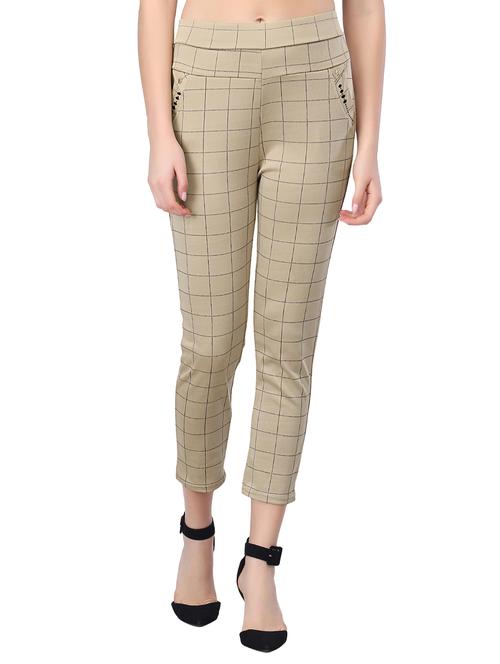 high rise checked flat front trousers  - 17502109 - Very Small Image - 1