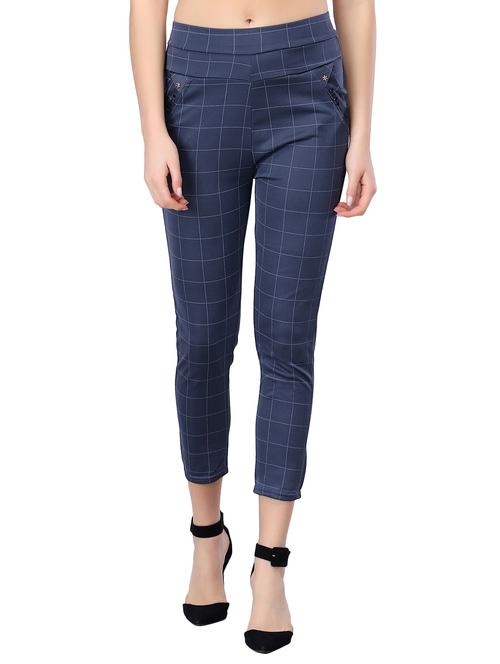 high rise checked flat front trousers  - 17502111 - Very Small Image - 1