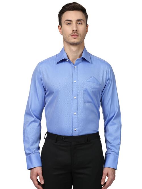 light blue self design formal shirt  - 17502197 - Very Small Image - 1